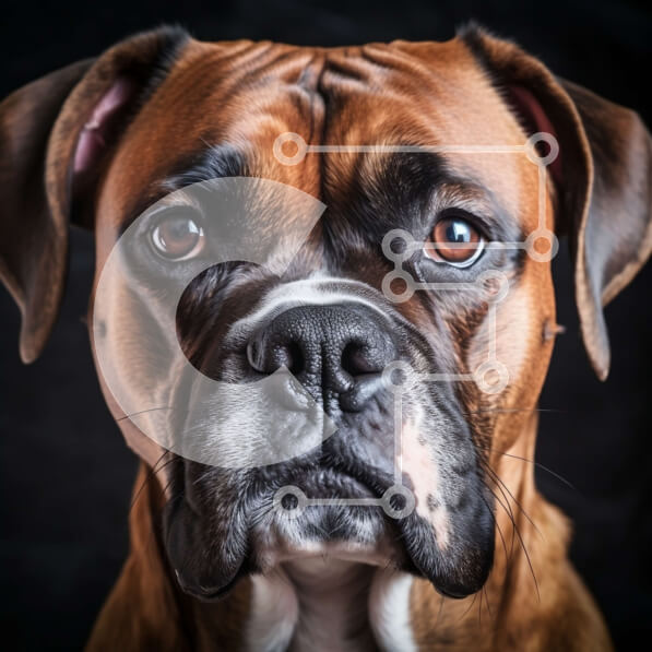 Intra Συλλεκτικό Ξύλινο Παζλ Plywood  4mm - Κοντινή όψη του προσώπου του σκύλου μπόξερ Σε Ξύλινο Κουτί - Διαστάσεις: 10x10 cm – 25 κομμάτια