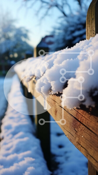 Σετ των 2 Intra Συλλεκτικό Ξύλινο Παζλ Plywood  4mm - Χιονισμένος Ξύλινος φράχτης με καταγάλανο ουρανό Σε Ξύλινο Κουτί - Διαστάσεις: 10x10 cm – 25 κομμάτια