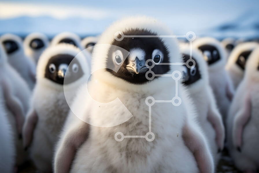 Σετ των 2 Intra Συλλεκτικό Ξύλινο Παζλ Plywood  4mm - Ομάδα πιγκουίνων σε μια βραχώδη επιφάνεια Σε Ξύλινο Κουτί - Διαστάσεις: 10x10 cm – 25 κομμάτια