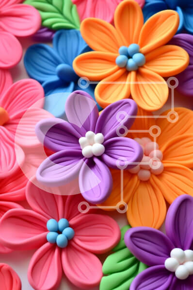 Σετ των 2 Intra Συλλεκτικό Ξύλινο Παζλ Plywood  4mm - Πολύχρωμα λουλούδια σε έναν κύκλο Σε Ξύλινο Κουτί - Διαστάσεις: 10x10 cm – 25 κομμάτια