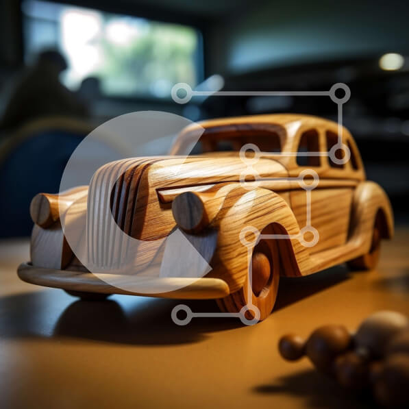 Intra Συλλεκτικό Ξύλινο Παζλ Plywood  4mm - Vintage ξύλινο μοντέλο αυτοκινήτου στο τραπέζι Σε Ξύλινο Κουτί - Διαστάσεις: 10x10 cm – 25 κομμάτια