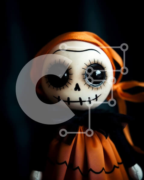 Intra Συλλεκτικό Ξύλινο Παζλ Plywood  4mm - Κούκλα αποκριών με πορτοκαλί φόρεμα και μαύρα παπούτσια Σε Ξύλινο Κουτί - Διαστάσεις Puzzle: 10x10 cm – 25 κομμάτια