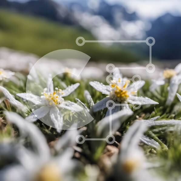 Intra Συλλεκτικό Ξύλινο Παζλ Plywood  4mm - Λευκά λουλούδια σε ένα χορταριασμένο χωράφι με φόντο το βουνό Σε Ξύλινο Κουτί - Διαστάσεις: 10x10 cm – 25 κομμάτια