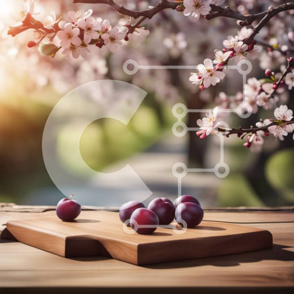 Intra Συλλεκτικό Ξύλινο Παζλ Plywood  4mm - Ξύλινο τραπέζι με δαμάσκηνα και ανθισμένο δέντρο Σε Ξύλινο Κουτί - Διαστάσεις: 10x10 cm – 25 κομμάτια