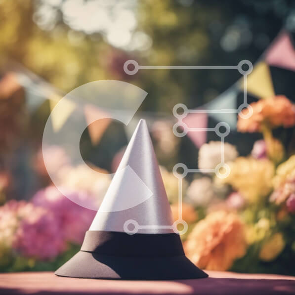 Intra Συλλεκτικό Ξύλινο Παζλ Plywood  4mm - Εορταστικό καπέλο για πάρτι με πολύχρωμα λουλούδια και κουκούτσι Σε Ξύλινο Κουτί - Διαστάσεις Puzzle: 10x10 cm – 25 κομμάτια