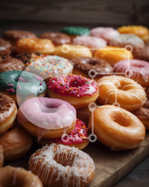 Σετ των 2 Intra Συλλεκτικό Ξύλινο Παζλ Plywood  4mm - Νόστιμη εικόνα με πολύχρωμα ντόνατς με ψεκασμούς και γλάσο Σε Ξύλινο Κουτί - Διαστάσεις: 10x10 cm – 25 κομμάτια