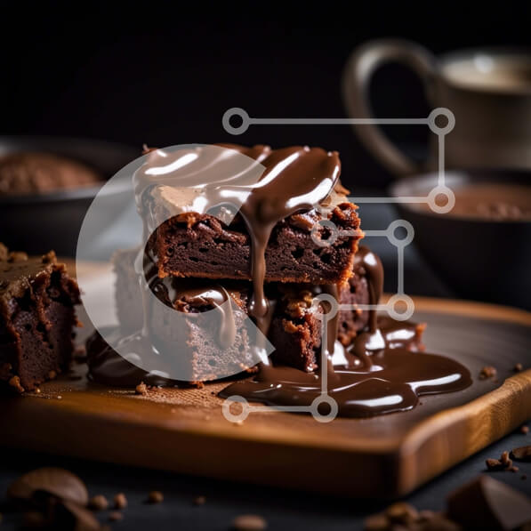 Σετ των 2 Intra Συλλεκτικό Ξύλινο Παζλ Plywood  4mm - Νόστιμη στοίβα μπράουνις με σάλτσα σοκολάτας Σε Ξύλινο Κουτί - Διαστάσεις: 10x10 cm – 25 κομμάτια