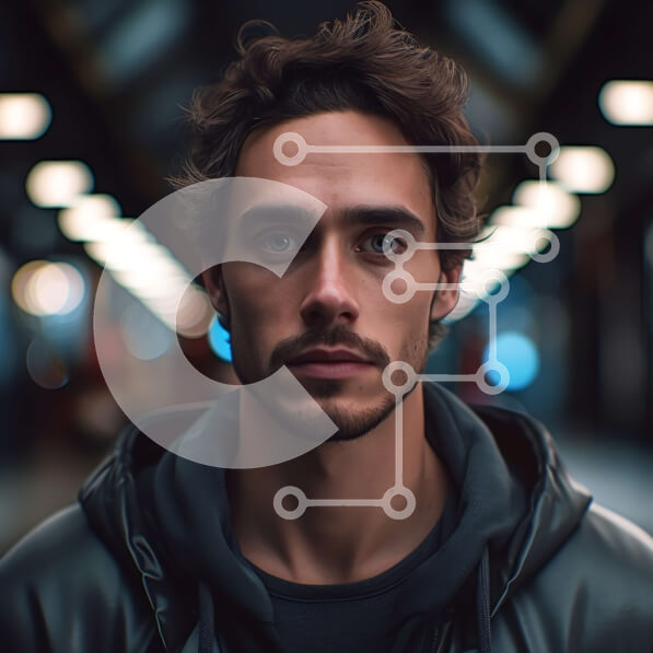 Intra Συλλεκτικό Ξύλινο Παζλ Plywood  4mm - Σοβαρός νεαρός άνδρας στο σταθμό του μετρό φορώντας μια μαύρη κουκούλα Σε Ξύλινο Κουτί - Διαστάσεις Puzzle: 10x10 cm – 25 κομμάτια