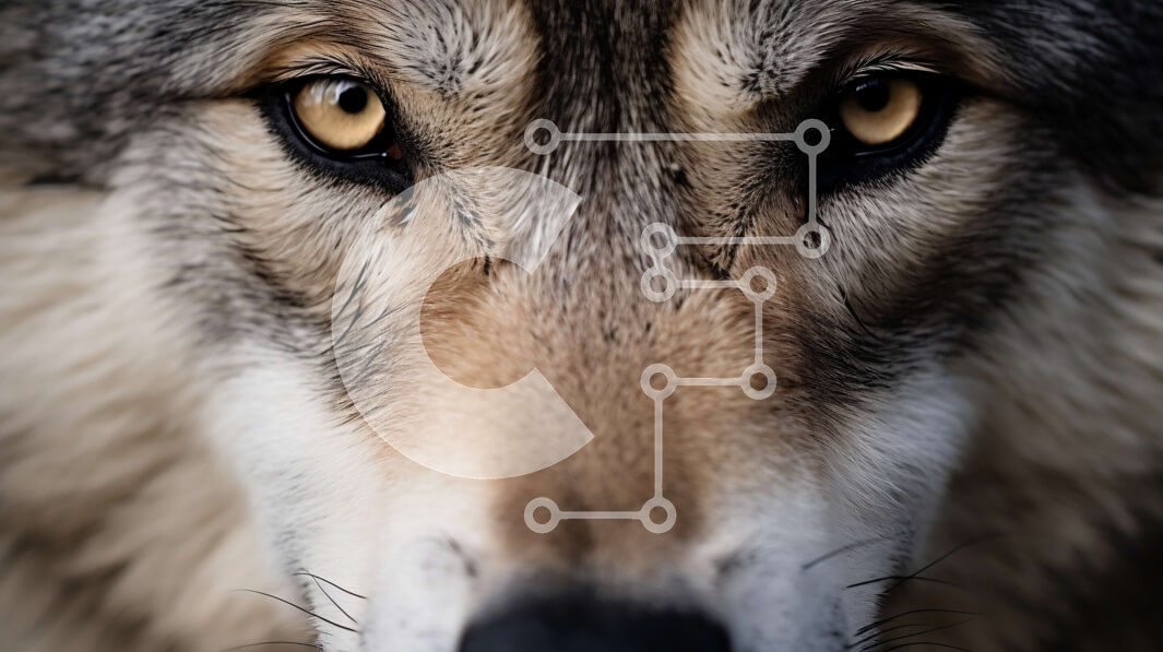 Intra Συλλεκτικό Ξύλινο Παζλ Plywood  4mm - Κοντινό πλάνο του προσώπου ενός άγριου λύκου Σε Ξύλινο Κουτί - Διαστάσεις: 10x10 cm – 25 κομμάτια