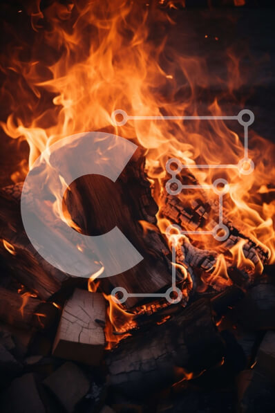 Σετ των 2 Intra Συλλεκτικό Ξύλινο Παζλ Plywood  4mm - Καμμένη Ξυλόπυρα με Φωτεινές Πορτοκαλί και Κίτρινες Φλόγες Σε Ξύλινο Κουτί - Διαστάσεις: 10x10 cm – 25 κομμάτια