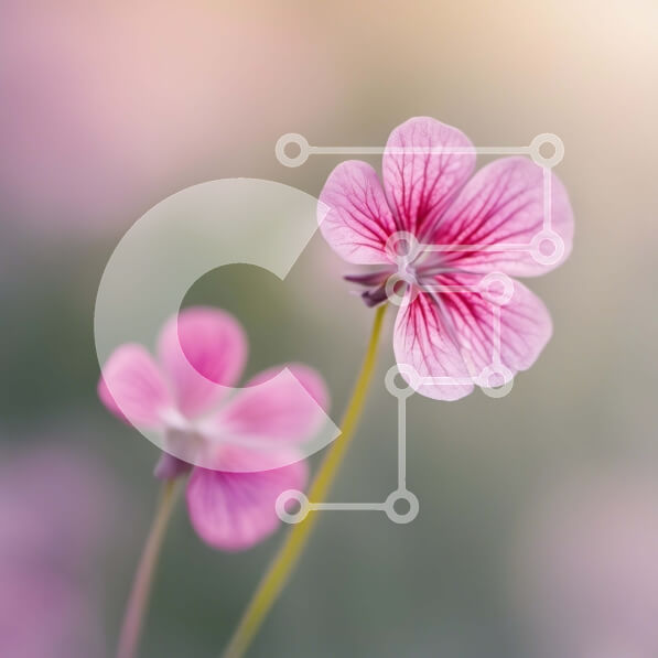 Intra Συλλεκτικό Ξύλινο Παζλ Plywood  4mm - Όμορφα ροζ λουλούδια με μακριά στελέχη Σε Ξύλινο Κουτί - Διαστάσεις: 10x10 cm – 25 κομμάτια