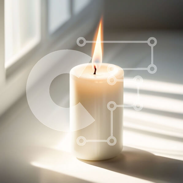 Intra Συλλεκτικό Ξύλινο Παζλ Plywood  4mm - Όμορφη εικόνα ενός λευκού κεριού σε ένα ηλιόλουστο περβάζι Σε Ξύλινο Κουτί - Διαστάσεις Puzzle: 10x10 cm – 25 κομμάτια