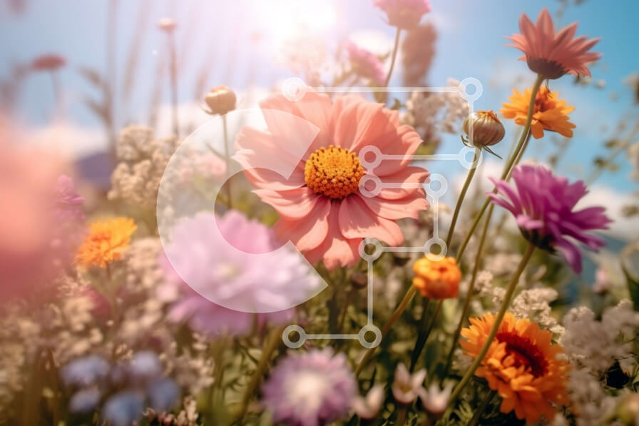 Intra Συλλεκτικό Ξύλινο Παζλ Plywood  4mm - Εκπληκτική εικόνα ενός χωραφιού με αγριολούλουδα σε πλήρη άνθιση Σε Ξύλινο Κουτί - Διαστάσεις: 10x10 cm – 25 κομμάτια