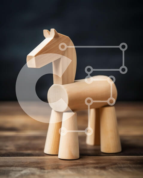 Intra Συλλεκτικό Ξύλινο Παζλ Plywood  4mm - Όμορφη εικόνα του ξύλινου παιχνιδιού αλόγων σε ρουστίκ φόντο Σε Ξύλινο Κουτί - Διαστάσεις: 10x10 cm – 25 κομμάτια