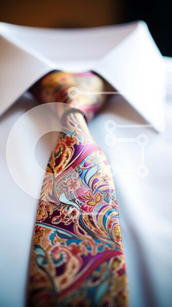 Intra Συλλεκτικό Ξύλινο Παζλ Plywood  4mm - Κομψή κινηματογράφηση σε πρώτο πλάνο ανδρικού πουκάμισου με γραβάτα Paisley Σε Ξύλινο Κουτί - Διαστάσεις Puzzle: 10x10 cm – 25 κομμάτια