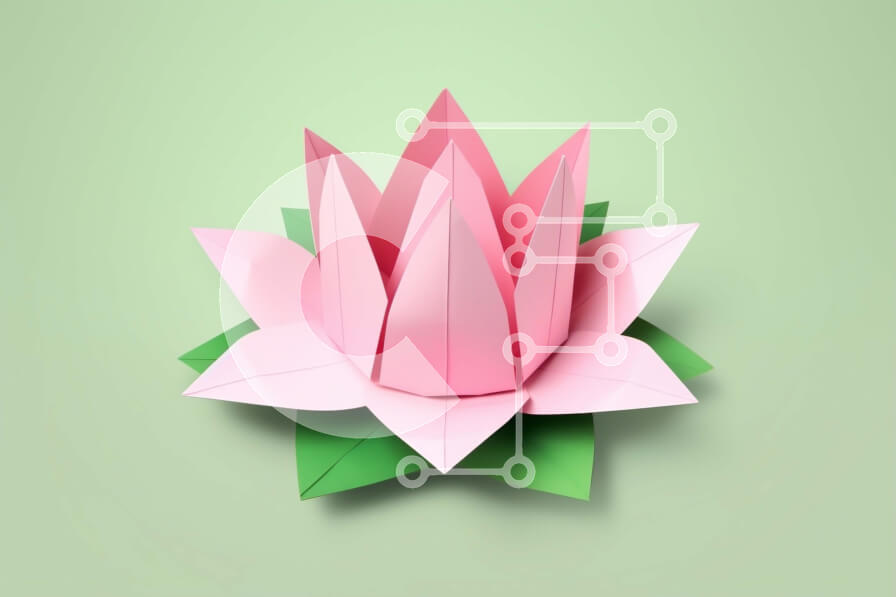 Intra Συλλεκτικό Ξύλινο Παζλ Plywood  4mm - Ροζ λουλούδι λωτού σε πράσινο φόντο Σε Ξύλινο Κουτί - Διαστάσεις: 10x10 cm – 25 κομμάτια