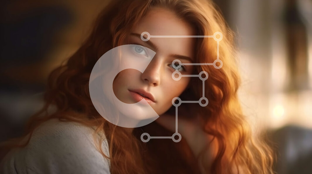 Intra Συλλεκτικό Ξύλινο Παζλ Plywood  4mm - Υπέροχη κοκκινομάλλα με πράσινα μάτια σε λευκό πουκάμισο Σε Ξύλινο Κουτί - Διαστάσεις Puzzle: 10x10 cm – 25 κομμάτια