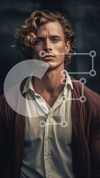 Intra Συλλεκτικό Ξύλινο Παζλ Plywood  4mm - Σοβαρός άνδρας που φοράει κόκκινη ζακέτα και λευκό πουκάμισο Σε Ξύλινο Κουτί - Διαστάσεις Puzzle: 10x10 cm – 25 κομμάτια