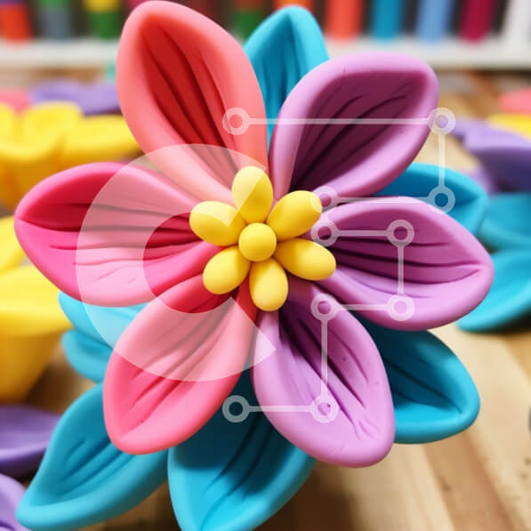 Σετ των 2 Intra Συλλεκτικό Ξύλινο Παζλ Plywood  4mm - Πολύχρωμα λουλούδια σε βάζο σε ξύλινη επιφάνεια Σε Ξύλινο Κουτί - Διαστάσεις: 10x10 cm – 25 κομμάτια