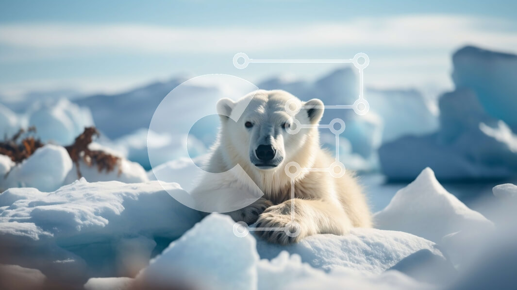 Intra Συλλεκτικό Ξύλινο Παζλ Plywood  4mm - Πολική αρκούδα που στηρίζεται σε παγόβουνα στην Αρκτική Σε Ξύλινο Κουτί - Διαστάσεις: 10x10 cm – 25 κομμάτια