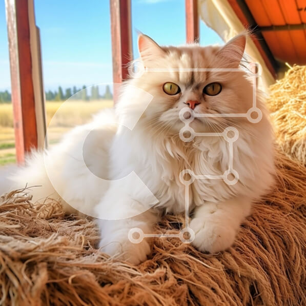 Intra Συλλεκτικό Ξύλινο Παζλ Plywood  4mm - Αξιολάτρευτη εικόνα μιας χνουδωτής λευκής γάτας σε έναν αχυρώνα Σε Ξύλινο Κουτί - Διαστάσεις: 10x10 cm – 25 κομμάτια