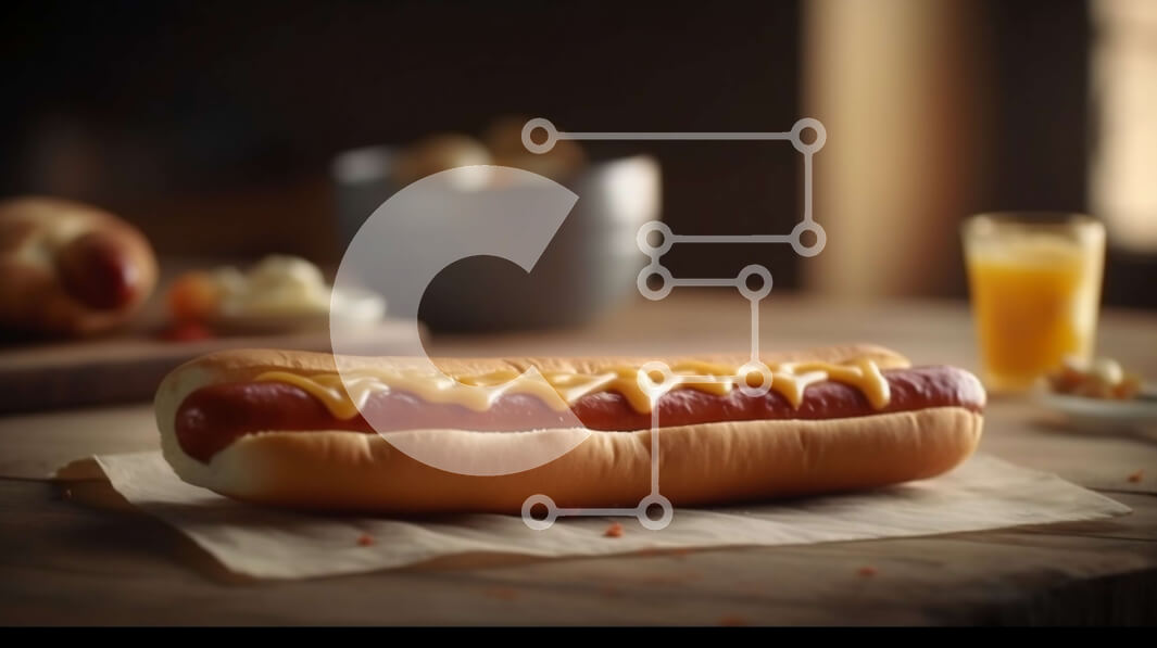 Σετ των 2 Intra Συλλεκτικό Ξύλινο Παζλ Plywood  4mm - Απολαυστική εικόνα ενός χοτ-ντογκ με κέτσαπ και μουστάρδα σε ένα ξύλινο τραπέζι Σε Ξύλινο Κουτί - Διαστάσεις: 10x10 cm – 25 κομμάτια