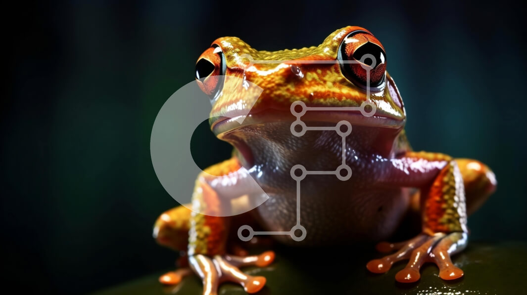 Intra Συλλεκτικό Ξύλινο Παζλ Plywood  4mm - Κοντινή εικόνα ενός πολύχρωμου βατράχου Poison Dart σε ένα φύλλο Σε Ξύλινο Κουτί - Διαστάσεις: 10x10 cm – 25 κομμάτια