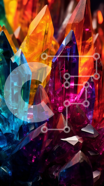 Intra Συλλεκτικό Ξύλινο Παζλ Plywood  4mm - Κοντινή εικόνα πολύχρωμων κρυστάλλων σε μαύρο φόντο Σε Ξύλινο Κουτί - Διαστάσεις Puzzle: 10x10 cm – 25 κομμάτια