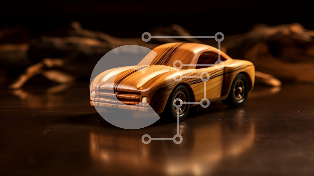 Intra Συλλεκτικό Ξύλινο Παζλ Plywood  4mm - Κομψό ξύλινο αυτοκίνητο παιχνιδιών σε μια σκοτεινή επιφάνεια Σε Ξύλινο Κουτί - Διαστάσεις: 10x10 cm – 25 κομμάτια