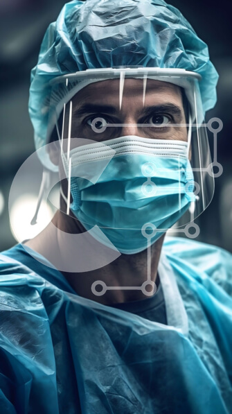 Intra Συλλεκτικό Ξύλινο Παζλ Plywood  4mm - Επαγγελματίας άνδρας χειρουργός με μπλε χειρουργική ενδυμασία στο χειρουργείο Σε Ξύλινο Κουτί - Διαστάσεις Puzzle: 10x10 cm – 25 κομμάτια