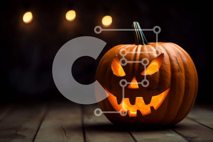 Intra Συλλεκτικό Ξύλινο Παζλ Plywood  4mm - Σκαλιστή κολοκύθα με λαμπάκια κεριών σε παλιό ξύλινο τραπέζι Σε Ξύλινο Κουτί - Διαστάσεις: 10x10 cm – 25 κομμάτια