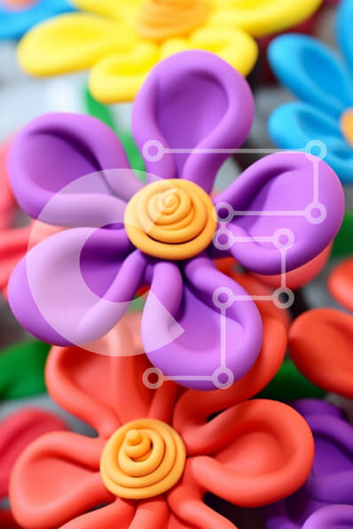 Intra Συλλεκτικό Ξύλινο Παζλ Plywood  4mm - Πολύχρωμα πλαστικά λουλούδια Σε Ξύλινο Κουτί - Διαστάσεις Puzzle: 10x10 cm – 25 κομμάτια