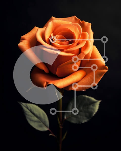 Intra Συλλεκτικό Ξύλινο Παζλ Plywood  4mm - Όμορφη εικόνα ενός ενιαίου πορτοκαλί τριαντάφυλλου σε μαύρο φόντο Σε Ξύλινο Κουτί - Διαστάσεις: 10x10 cm – 25 κομμάτια