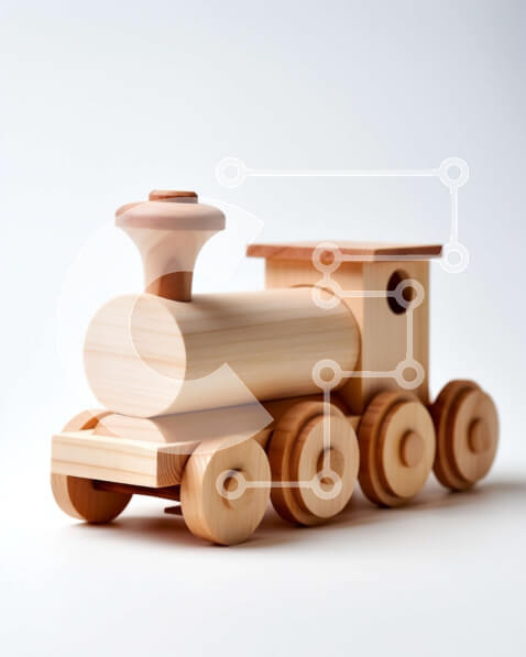 Intra Συλλεκτικό Ξύλινο Παζλ Plywood  4mm - Πολύχρωμο ξύλινο τρένο παιχνιδιών σε καθαρό λευκό φόντο Σε Ξύλινο Κουτί - Διαστάσεις Puzzle: 10x10 cm – 25 κομμάτια