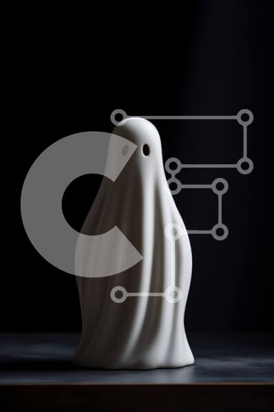 Intra Συλλεκτικό Ξύλινο Παζλ Plywood  4mm - Μυστηριώδες ειδώλιο φαντασμάτων σε άδειο τραπέζι Σε Ξύλινο Κουτί - Διαστάσεις Puzzle: 10x10 cm – 25 κομμάτια