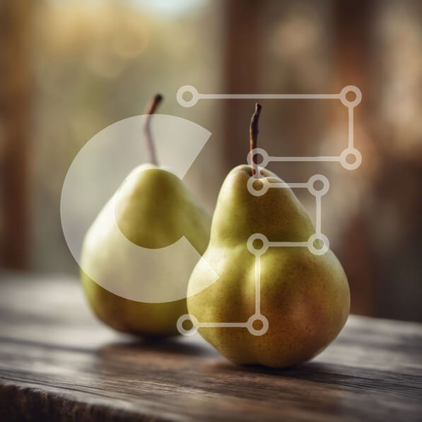 Σετ των 2 Intra Συλλεκτικό Ξύλινο Παζλ Plywood  4mm - Πράσινα αχλάδια σε ένα ξύλινο τραπέζι με θέα στο δάσος Σε Ξύλινο Κουτί - Διαστάσεις: 10x10 cm – 25 κομμάτια