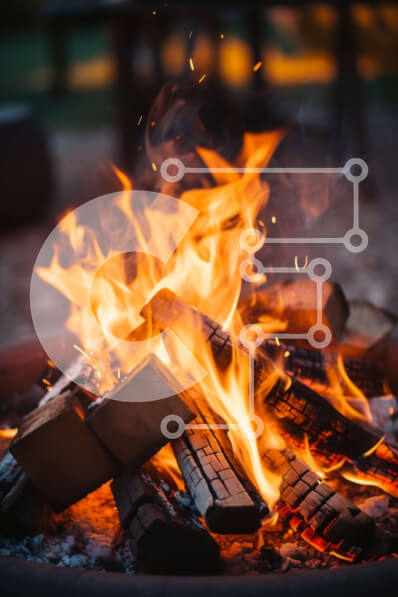 Intra Συλλεκτικό Ξύλινο Παζλ Plywood  4mm - Φωτιά με αναμμένο ξύλο και πορτοκαλί φλόγες Σε Ξύλινο Κουτί - Διαστάσεις Puzzle: 10x10 cm – 25 κομμάτια