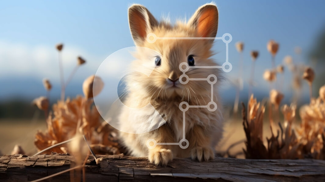 Σετ των 2 Intra Συλλεκτικό Ξύλινο Παζλ Plywood  4mm - Μικρό καφέ κουνέλι που κάθεται στο πεδίο σύνδεσης με το μπλε ουρανό Σε Ξύλινο Κουτί - Διαστάσεις: 10x10 cm – 25 κομμάτια