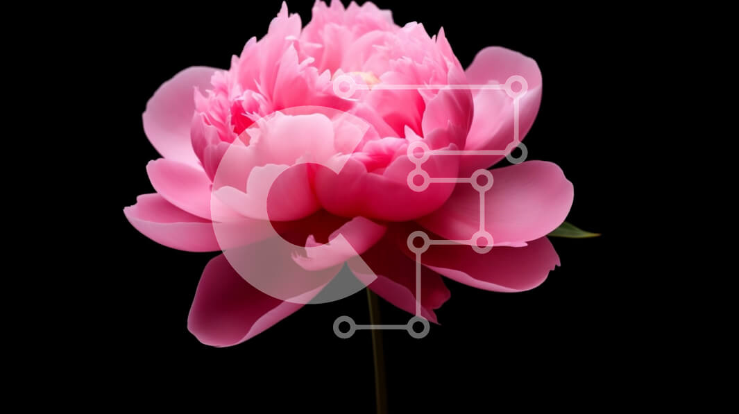 Intra Συλλεκτικό Ξύλινο Παζλ Plywood  4mm - Ροζ λουλούδι παιώνιας που ανθίζει σε μαύρο φόντο Σε Ξύλινο Κουτί - Διαστάσεις: 10x10 cm – 25 κομμάτια