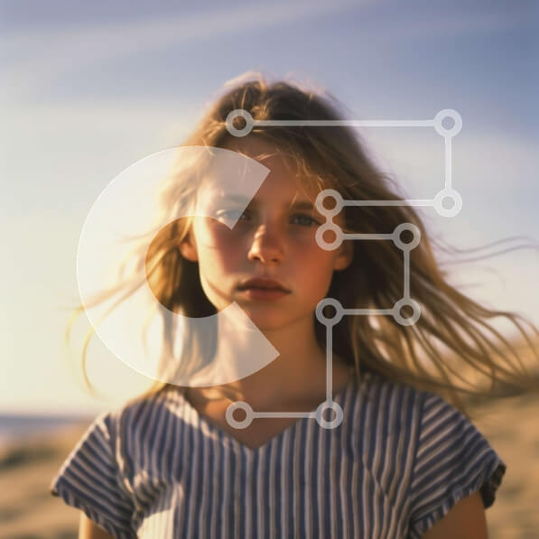 Intra Συλλεκτικό Ξύλινο Παζλ Plywood  4mm - Όμορφη εικόνα νεαρού κοριτσιού στην παραλία που κοιτάζει έξω στη θάλασσα Σε Ξύλινο Κουτί - Διαστάσεις Puzzle: 10x10 cm – 25 κομμάτια