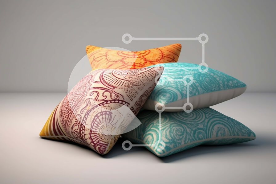 Intra Συλλεκτικό Ξύλινο Παζλ Plywood  4mm - Ζωντανά και πολύχρωμα μαξιλάρια σε ουδέτερο φόντο Σε Ξύλινο Κουτί - Διαστάσεις Puzzle: 10x10 cm – 25 κομμάτια