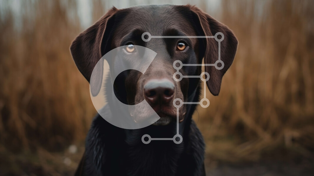 Σετ των 2 Intra Συλλεκτικό Ξύλινο Παζλ Plywood  4mm - Σοβαρό Brown Labrador Retriever σκυλί σε ένα χωράφι Σε Ξύλινο Κουτί - Διαστάσεις: 10x10 cm – 25 κομμάτια