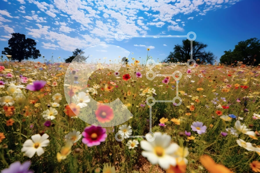 Intra Συλλεκτικό Ξύλινο Παζλ Plywood  4mm - Πεδίο με αγριολούλουδα μια ηλιόλουστη μέρα Σε Ξύλινο Κουτί - Διαστάσεις: 10x10 cm – 25 κομμάτια