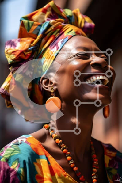 Intra Συλλεκτικό Ξύλινο Παζλ Plywood  4mm - Όμορφη χαμογελαστή γυναίκα με πολύχρωμο περιτύλιγμα κεφαλής και σκουλαρίκια Σε Ξύλινο Κουτί - Διαστάσεις Puzzle: 10x10 cm – 25 κομμάτια