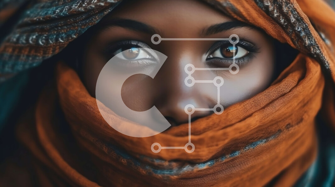 Intra Συλλεκτικό Ξύλινο Παζλ Plywood  4mm - Πορτρέτο μιας γυναίκας που φορά μια πορτοκαλί και καφέ μαντίλα Σε Ξύλινο Κουτί - Διαστάσεις Puzzle: 10x10 cm – 25 κομμάτια