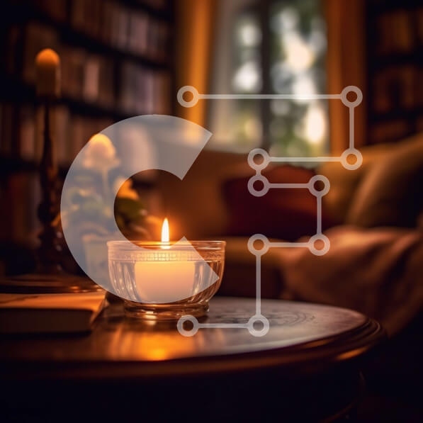 Intra Συλλεκτικό Ξύλινο Παζλ Plywood  4mm - Άνετο σαλόνι με αναμμένο κερί και ράφια Σε Ξύλινο Κουτί - Διαστάσεις Puzzle: 10x10 cm – 25 κομμάτια