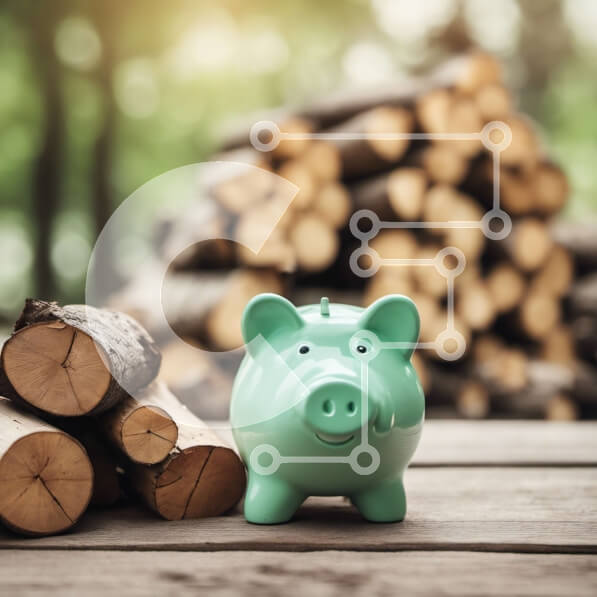 Intra Συλλεκτικό Ξύλινο Παζλ Plywood  4mm - Κουμπαράς σε ξύλινο τραπέζι με στοίβα από καυσόξυλα Σε Ξύλινο Κουτί - Διαστάσεις: 10x10 cm – 25 κομμάτια