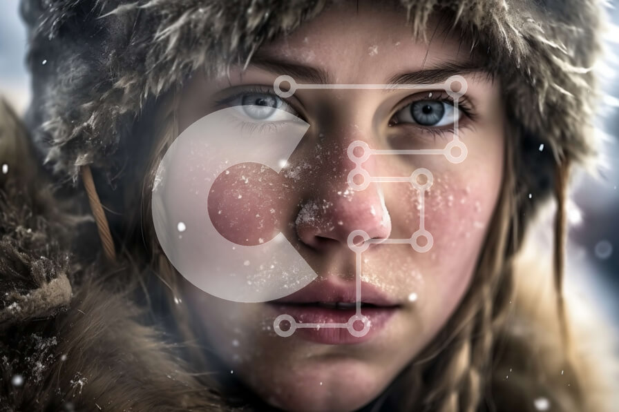 Intra Συλλεκτικό Ξύλινο Παζλ Plywood  4mm - Χειμερινή μόδα: Νεαρή γυναίκα που φορά κουκούλα και φουλάρι με γούνα Σε Ξύλινο Κουτί - Διαστάσεις Puzzle: 10x10 cm – 25 κομμάτια