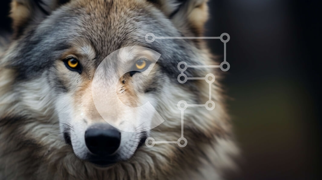 Σετ των 2 Intra Συλλεκτικό Ξύλινο Παζλ Plywood  4mm - Κοντινό πλάνο του προσώπου ενός άγριου λύκου με έντονη έκφραση Σε Ξύλινο Κουτί - Διαστάσεις: 10x10 cm – 25 κομμάτια