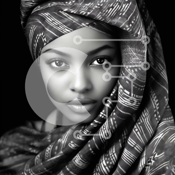 Intra Συλλεκτικό Ξύλινο Παζλ Plywood  4mm - Κομψό πορτρέτο μιας γυναίκας με μαντίλα Σε Ξύλινο Κουτί - Διαστάσεις Puzzle: 10x10 cm – 25 κομμάτια